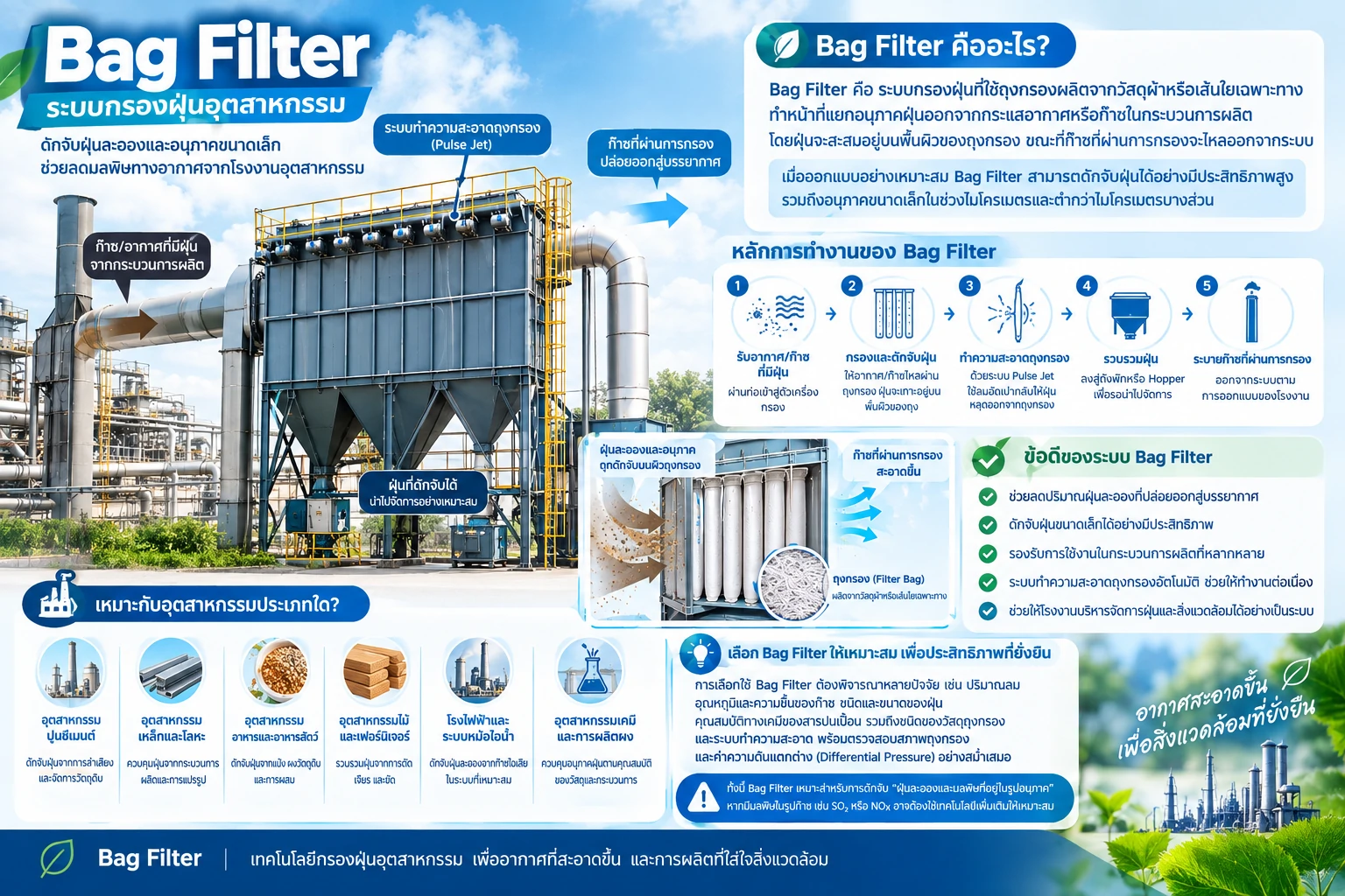 Bag Filter ระบบกรองฝุ่น อุตสาหกรรม ช่วยลดมลพิษทางอากาศ ได้อย่างไร ?